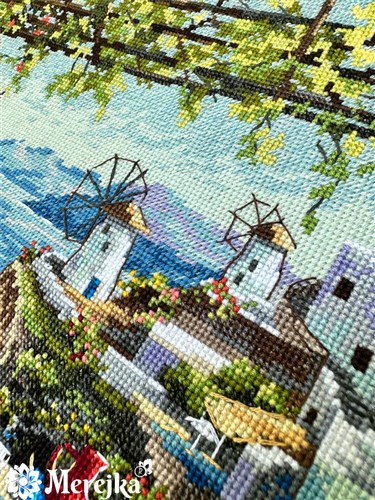 Santorini View From Terrace Cross Stitch Kit