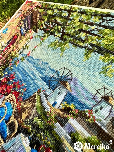 Santorini View From Terrace Cross Stitch Kit