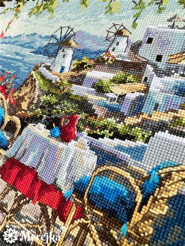 Santorini View From Terrace Cross Stitch Kit