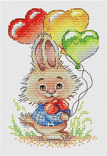 Bunny With Balloons Cross Stitch Kit