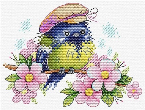 Bird With Flowers Cross Stitch Kit