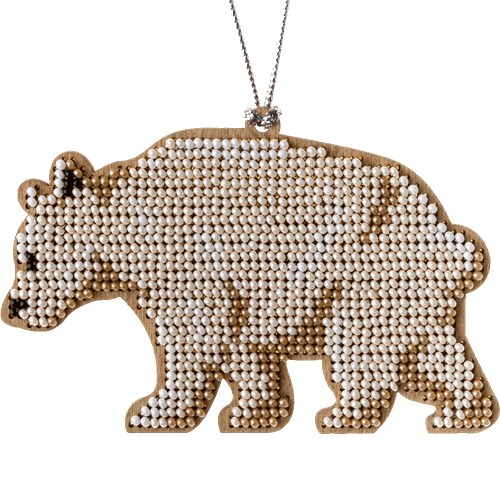 Polar Bear Beadwork Kit On Wood