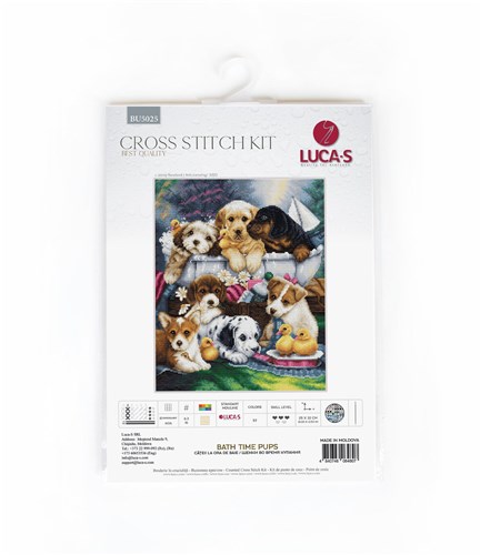 Bath Time Pups Cross Stitch Kit