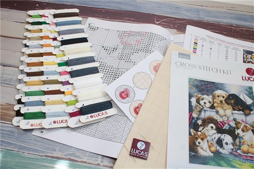 Bath Time Pups Cross Stitch Kit