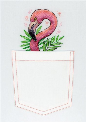Flamingo Cross Stitch On Clothes Kit