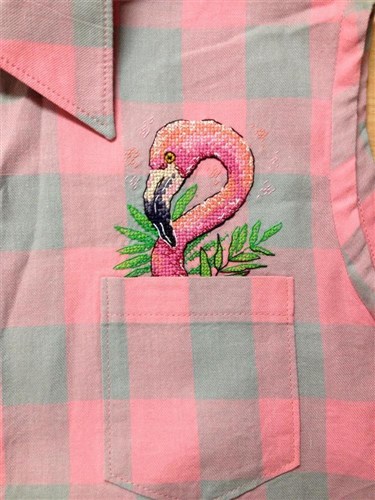 Flamingo Cross Stitch On Clothes Kit