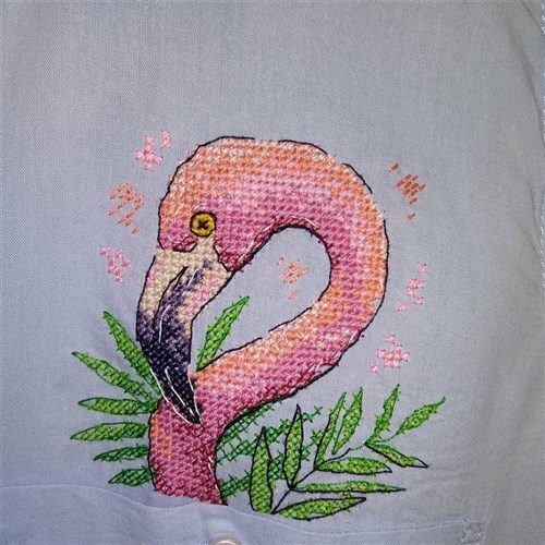 Flamingo Cross Stitch On Clothes Kit