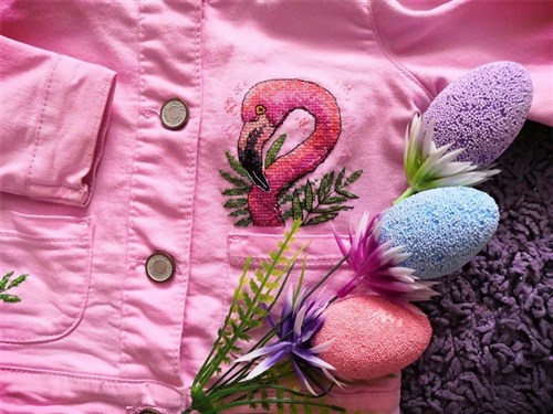 Flamingo Cross Stitch On Clothes Kit