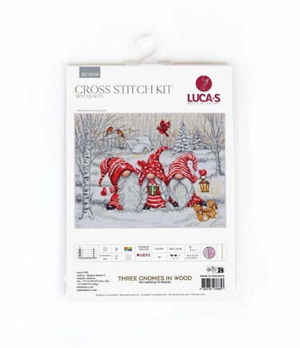 Three Gnomes in Wood Cross Stitch Kit