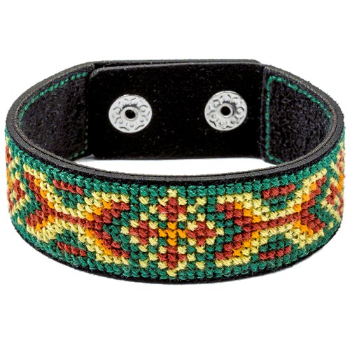 Cross Stitch Bracelet On Artificial Leather