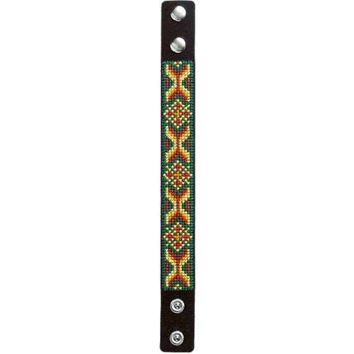 Cross Stitch Bracelet On Artificial Leather
