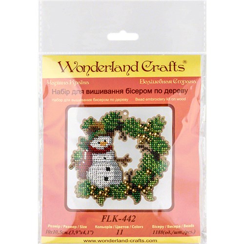 Snowman Bead Embroidery On Wood