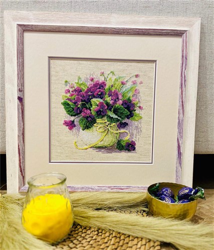 Violets In A Pot Cross Stitch Kit