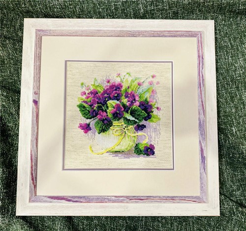 Violets In A Pot Cross Stitch Kit
