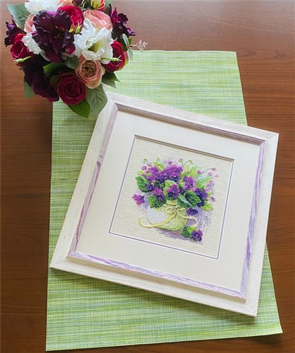 Violets In A Pot Cross Stitch Kit