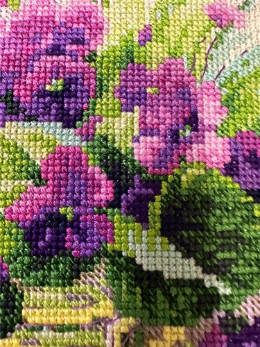 Violets In A Pot Cross Stitch Kit