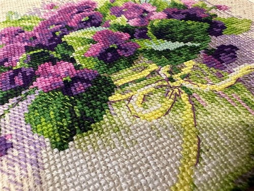 Violets In A Pot Cross Stitch Kit