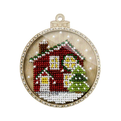 House Bead Ornament On Wood