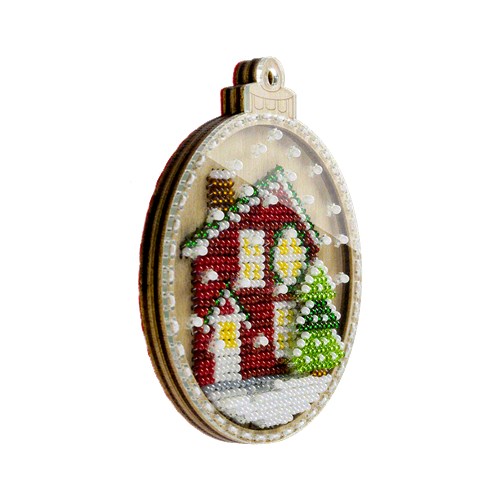 House Bead Ornament On Wood