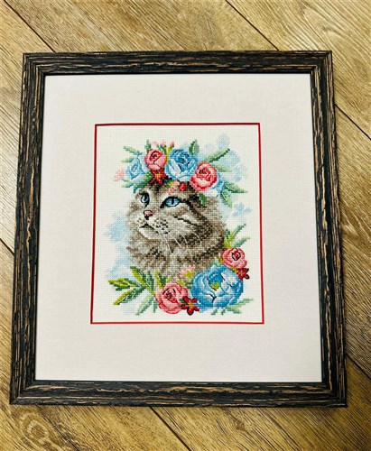 Cat In Flowers Cross Stitch Kit