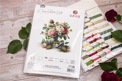 Vase With Roses Cross Stitch Kit