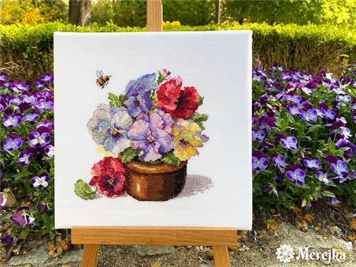 Spring Pansies Cross-Stitch Kit