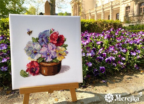 Spring Pansies Cross-Stitch Kit