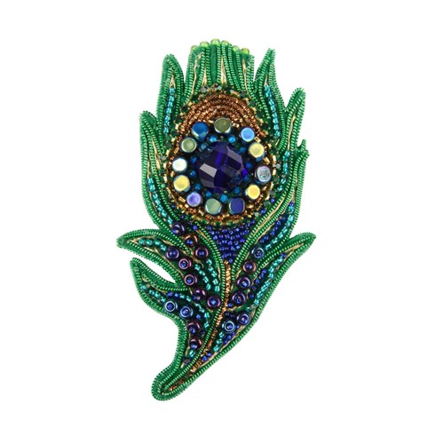 Peacock Feather Brooch Beadwork Kit