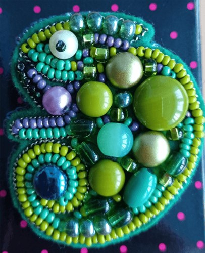 BP-266C Beadwork kit for creating brooch Crystal Art "Chameleon"