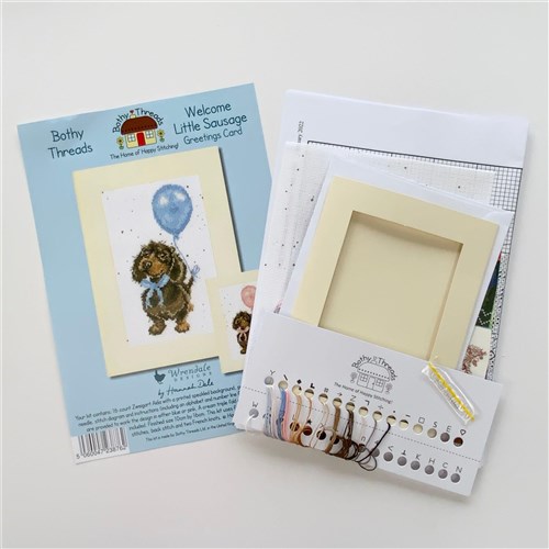Welcome Little Sausage Cross Stitch Greeting Card Kit