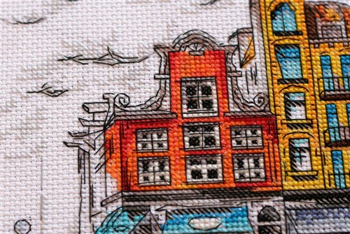 Colored Town Cross Stitch Kit