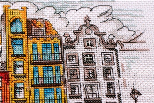 Colored Town Cross Stitch Kit
