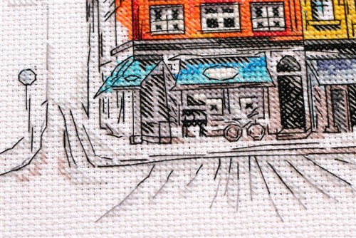 Colored Town Cross Stitch Kit