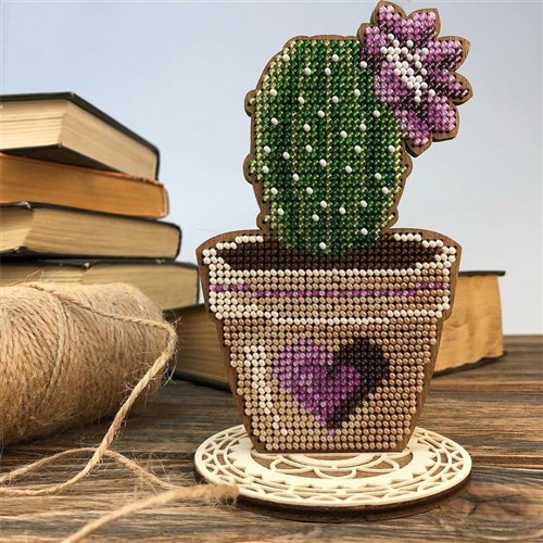 Cactus Beadwork Kit On Wood