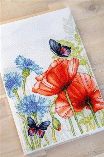 Poppies And Butterflies Cross Stitch Kit