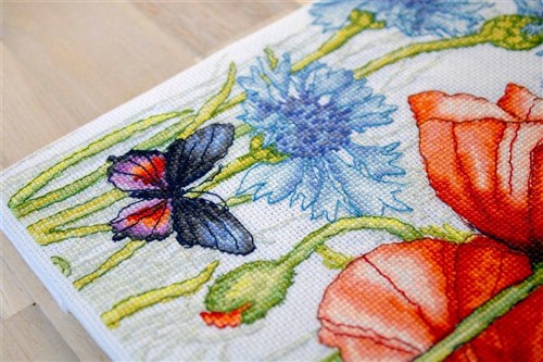 Poppies And Butterflies Cross Stitch Kit