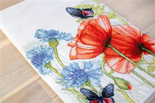 Poppies And Butterflies Cross Stitch Kit