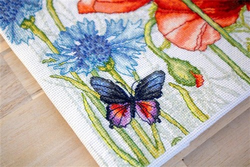 Poppies And Butterflies Cross Stitch Kit