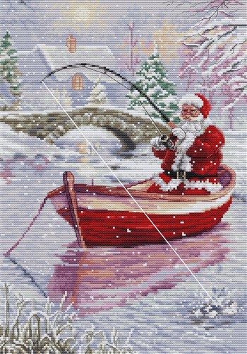 Santa Fishing Cross Stitch Kit