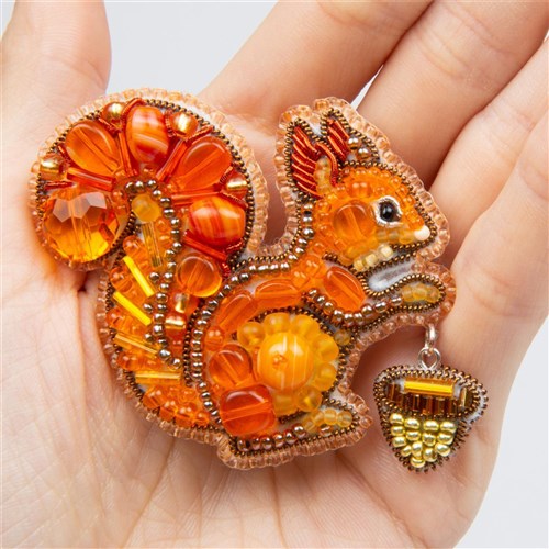 Squirrel Brooch Beadwork Kit