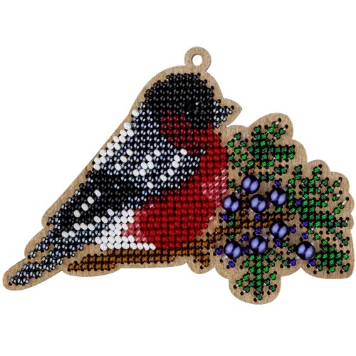 Bird Beadwork Ornament On Wood