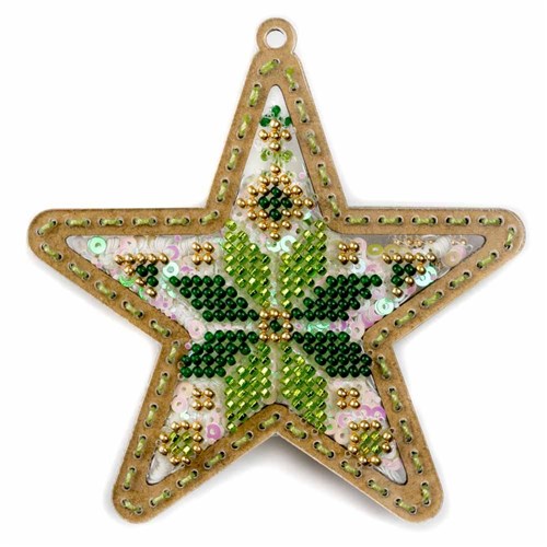 Beadwork Xmas Star On Plastic