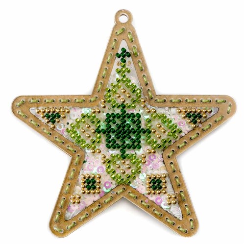Beadwork Xmas Star On Plastic