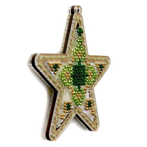 Beadwork Xmas Star On Plastic