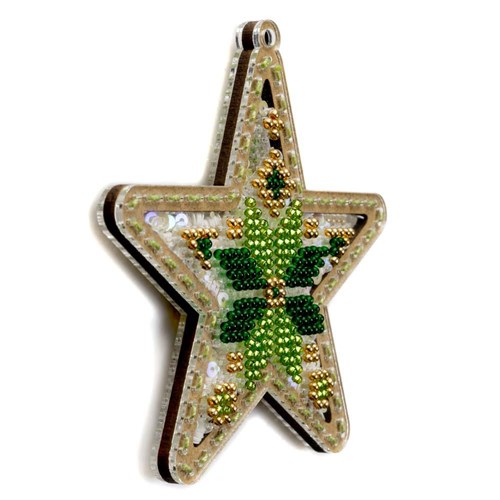 Beadwork Xmas Star On Plastic