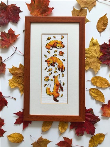 Foxes In Leaves Cross Stitch Kit
