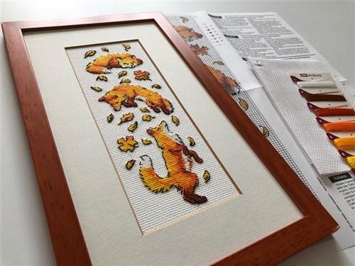 Foxes In Leaves Cross Stitch Kit