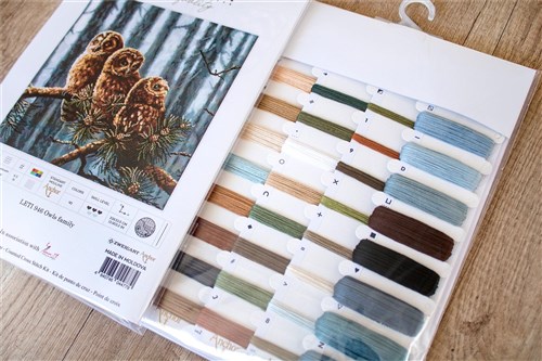 Counted Cross Stitch Kit Owls Family