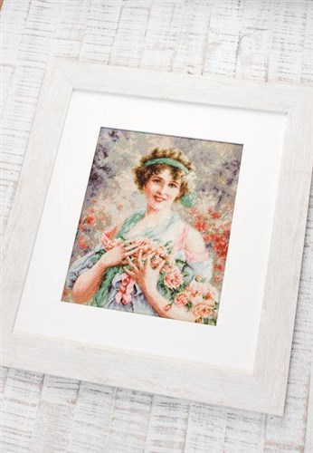 The Girl With Roses Cross Stitch Kit