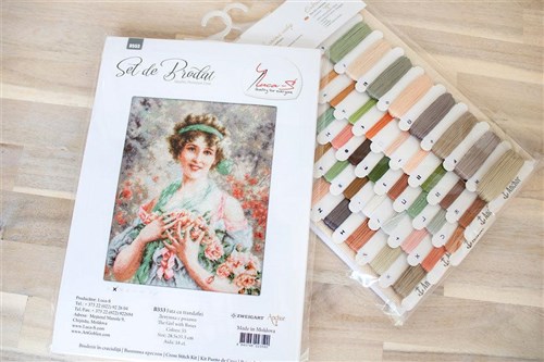 The Girl With Roses Cross Stitch Kit